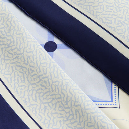 Navy Petals Square Silk Scarf